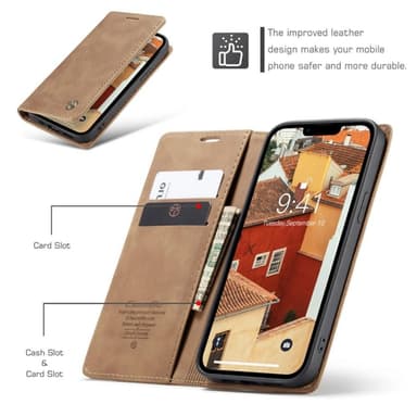 CASEME Plånboksfodral iPhone 14 Pro - LjusBrun