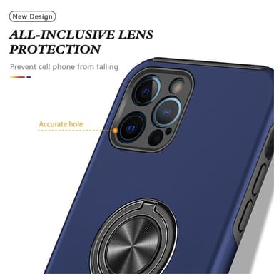 iPhone 14 Pro Max Hybrid skal med Finger Ring - Blå