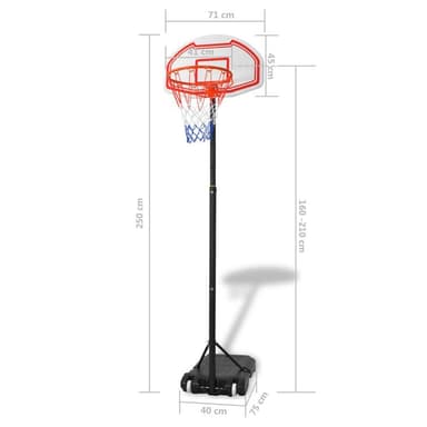 vidaXL Basketkorg med stativ flyttbar 250 cm