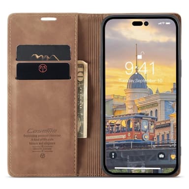 CASEME Plånboksfodral iPhone 14 Pro Max - LjusBrun