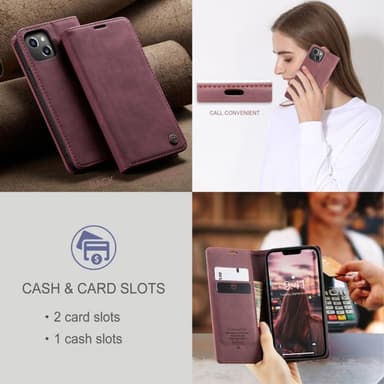 CASEME Plånboksfodral iPhone 14 - Röd