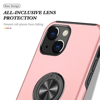 iPhone 14 Hybrid skal med Finger Ring - Rosa