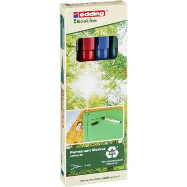 Edding Permanent bläckpenna e-25 EcoLine Svart, Röd,