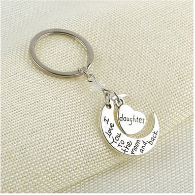Nyckelring ""Dotter, jag älskar dig till månen och tillbaka"" Silver