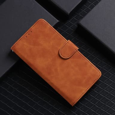 SKALO OnePlus 11 5G Matt PU-Läder Plånboksfodral - Brun