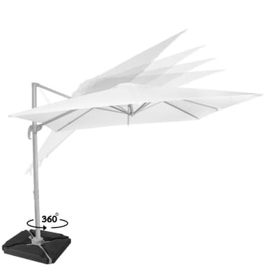 VONROC Parasoll Pisogne 300x300cm –  Premium parasoll - Vit |Inkl. 4st Parasollplattor
