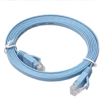 NÖRDIC Cat6 U/UTP flat nätverkskabel 7,5m 250MHz bandbredd och 10Gbps överföringshastighet blå