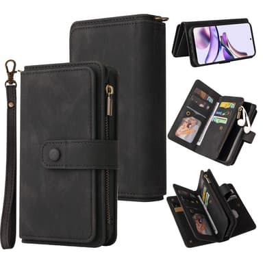 SKALO Motorola Moto G23 4G Big Wallet 17-FACK Plånboksfodral - Svart