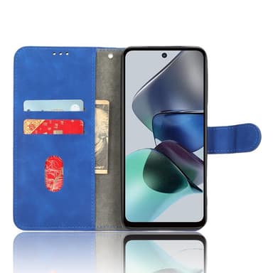 SKALO Motorola Moto G53 5G Matt PU-Läder Plånboksfodral - Blå