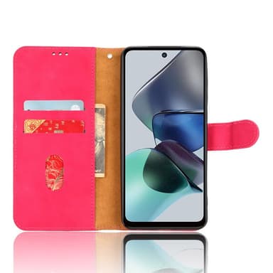 SKALO Motorola Moto G53 5G Matt PU-Läder Plånboksfodral - Cerise