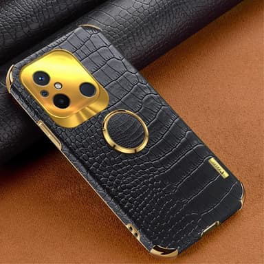 SKALO Xiaomi Redmi 12C 4G Krokodil Guldkant Skal - Svart