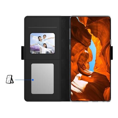 SKALO Xiaomi 13 5G Korthållare Spegel Plånbok - Svart