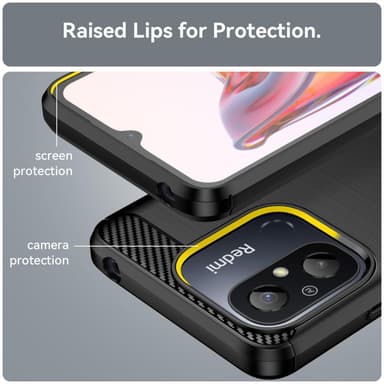 SKALO Xiaomi Redmi 12C 4G Armor Carbon Stöttåligt TPU-skal - Svart