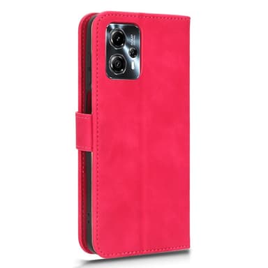 SKALO Motorola Moto G53 5G Matt PU-Läder Plånboksfodral - Cerise