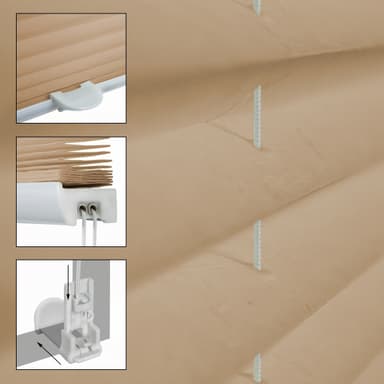 Veckad blinda Roman blinda Plisee Klemmfix grädde 75x100cm utan att borra