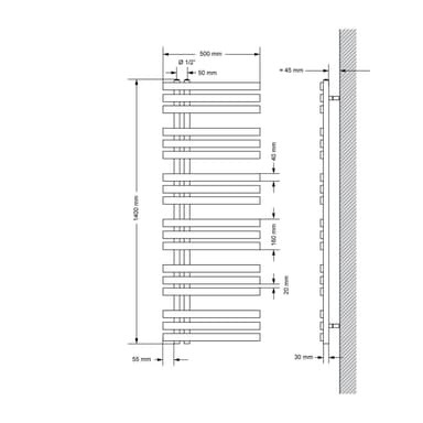 ECD Germany Iron EM designradiatorer - 500 x 1400 mm - Chrome - panelradiatorer