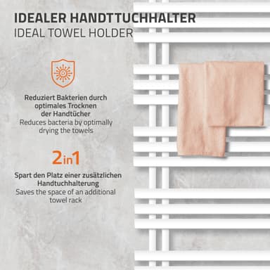 500 x 1600 mm Vit Iron EM-modell Handdukstork Handdukstork Badrumsuppvärmning