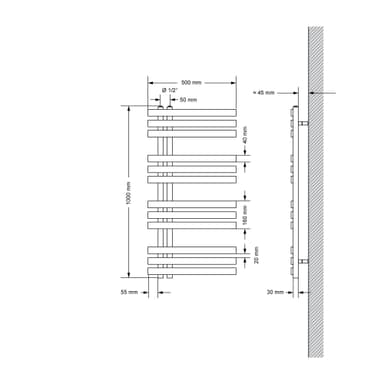 Radiator 500x1000 antracit Järn EM Kylare Handdukstork Kylare Handdukstork