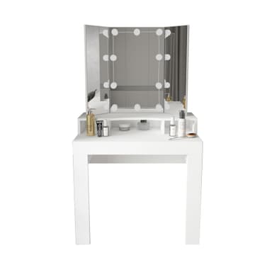ML Design Dressing Table White Dressing Table med LED-belysning, spegel 3-pcs