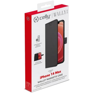 Celly MagSafe Wallet Case iPhone 14 Max Svart