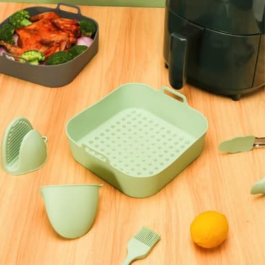 20 cm fyrkantig återanvändbar silikon Air Fryer Ugn tillbehör