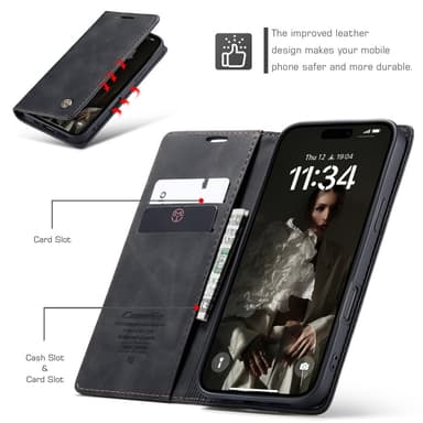 CASEME Plånboksfodral iPhone 16 Plus - Svart