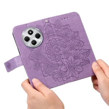 Till Xiaomi Redmi 14C Plånboksfodral med Blommigt Mönster - Lila