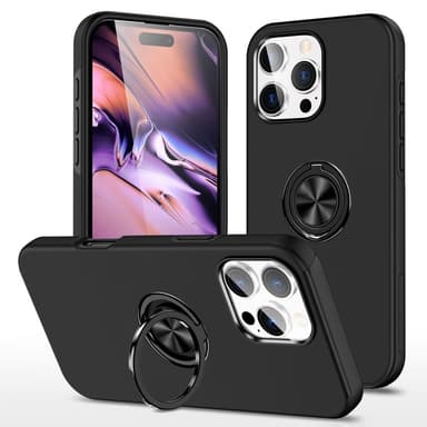 Till iPhone 16 Pro Hybrid skal med Finger Ring - Svart
