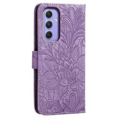 Till Samsung Galaxy A16 5G / A16 4G fodral i PU-läder med Blommönster - Lila