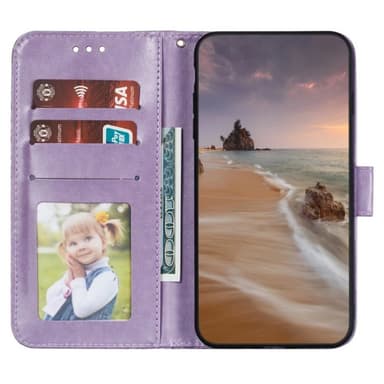 Till Samsung Galaxy A16 5G / A16 4G fodral i PU-läder med Blommönster - Lila