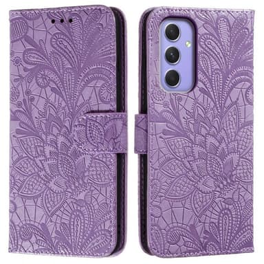 Till Samsung Galaxy A16 5G / A16 4G fodral i PU-läder med Blommönster - Lila