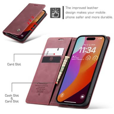 CASEME Plånboksfodral iPhone 16 Pro Max - Röd