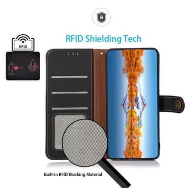 KHAZNEH För Samsung Galaxy S24 FE Fodral i Äkta Koskinn - Svart