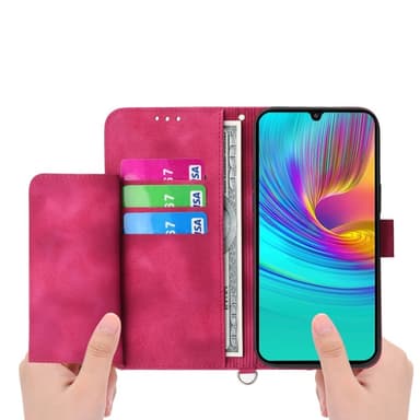 Till Samsung Galaxy A16 5G / A16 4G Fodral med Blommönster Plånboksfodral - Röd