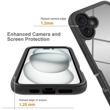 Fodral Skal för iPhone 16 Plus PC+TPU Klart telefonskal med PET-skärmfilm