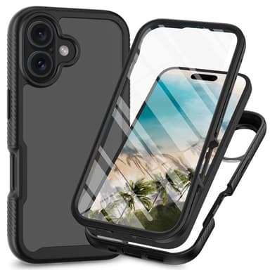 Fodral Skal för iPhone 16 Plus PC+TPU Klart telefonskal med PET-skärmfilm