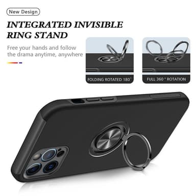 iPhone 13 Pro Max Hybrid skal med Finger Ring - Svart