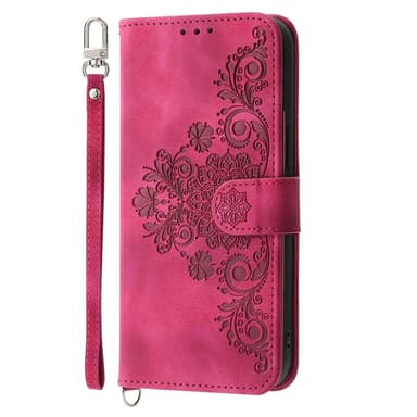 Till Samsung Galaxy A16 5G / A16 4G Fodral med Blommönster Plånboksfodral - Röd
