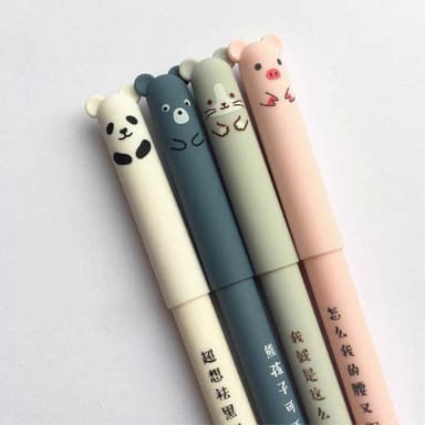 0,35 mm Gel Penna Student Cartoon Design - Svart 4 stycken olika