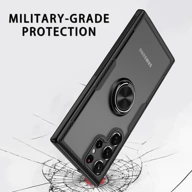 Samsung Galaxy S22 Ultra Hybrid skal med Finger Ring - Svart