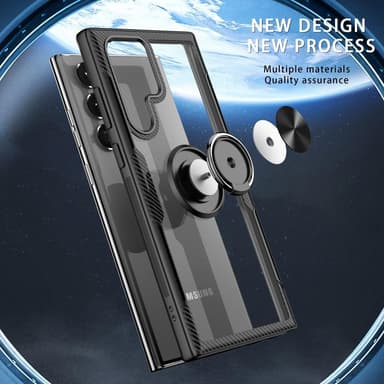 Samsung Galaxy S22 Ultra Hybrid skal med Finger Ring - Svart
