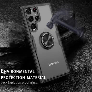 Samsung Galaxy S22 Ultra Hybrid skal med Finger Ring - Svart