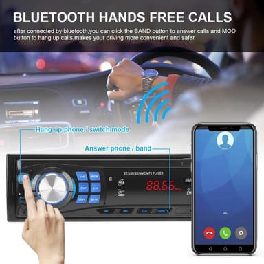 Bilstereo Bluetooth FM MP3 Aux USB TF LED Stereo