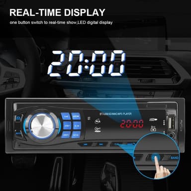 Bilstereo Bluetooth FM MP3 Aux USB TF LED Stereo