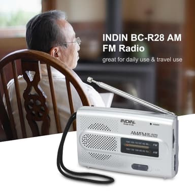 INDIN BC-R28 AM FM Portabel Bärbar fickradio med minihögtalare