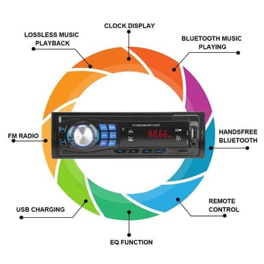 Bilstereo Bluetooth FM MP3 Aux USB TF LED Stereo