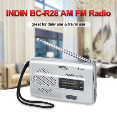 INDIN BC-R28 AM FM Portabel Bärbar fickradio med minihögtalare