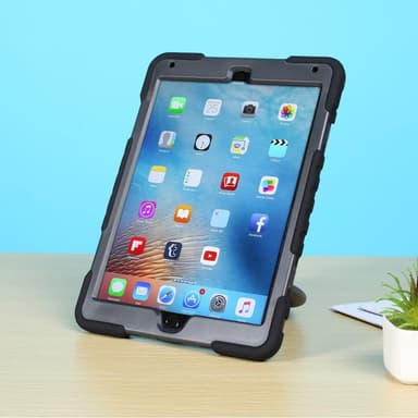 PEPKOO iPad 9.7 (2017/2018) / iPad Air Extreme Armor - Svart 360 graders svängbart stativ