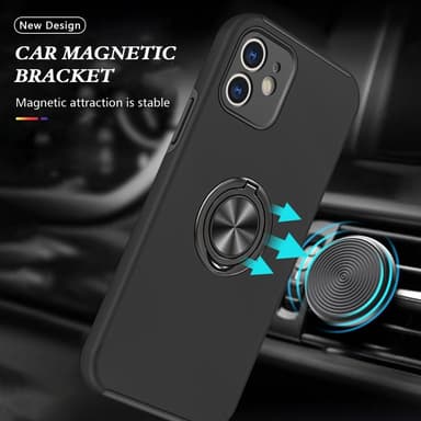 iPhone 12 Hybrid skal med Finger Ring - Svart
