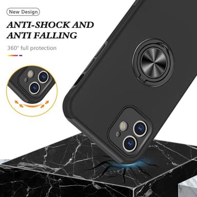 iPhone 12 Hybrid skal med Finger Ring - Svart